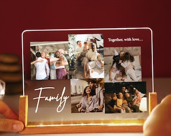 Personalized Photo Collage Led Light: Custom Family Gift, Personalised Photo Frame, Parents Picture