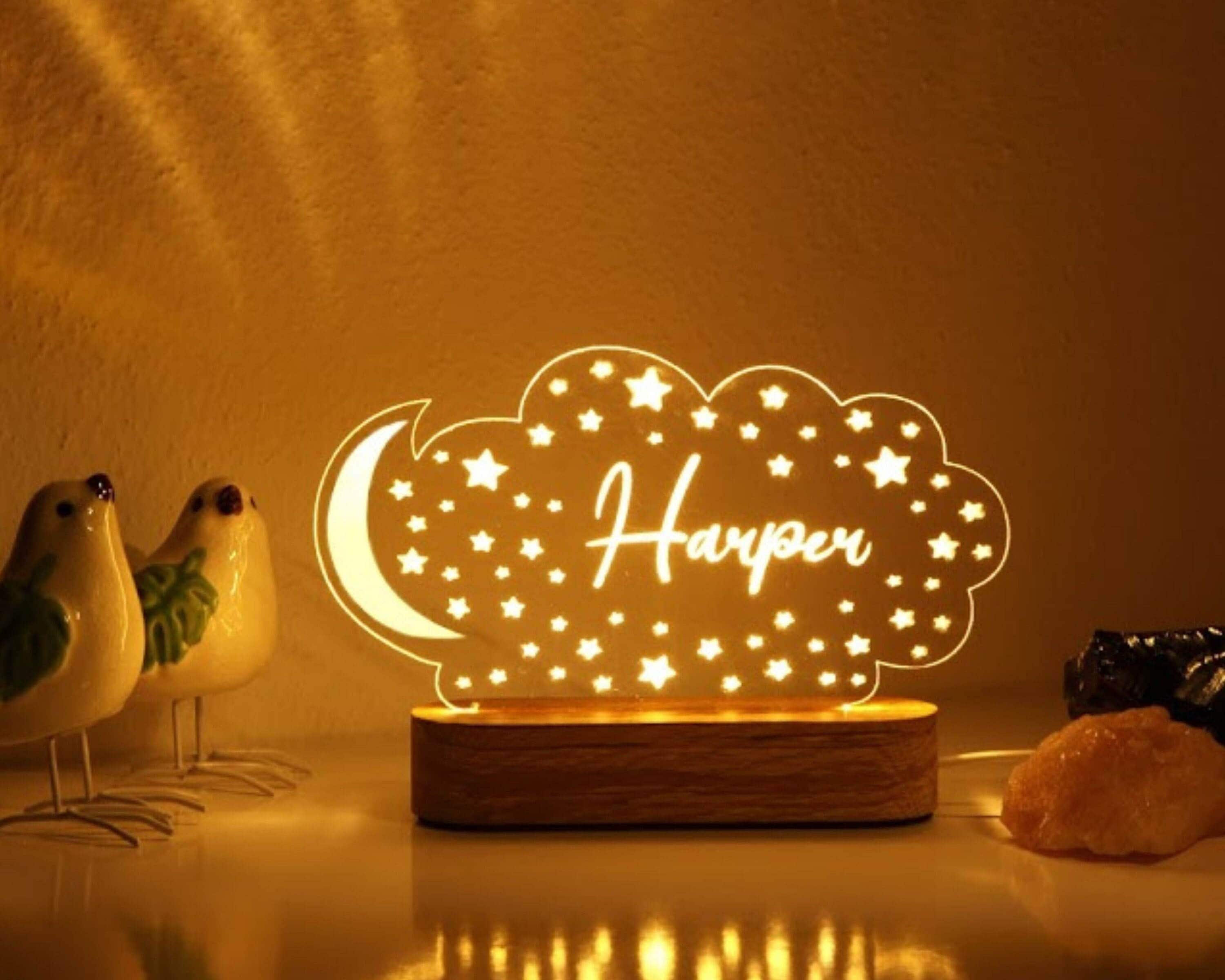 Personalized Night Light With Moon & Stars Nursery Decor Custom Name Light  Night Gift Kids Room Decor Personalized Gifts for Kids 