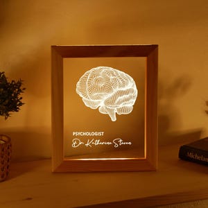 Luz de noche con marco personalizado para neurólogo - Regalo de graduación de psicología - Regalo para estudiantes - Regalos científicos - Luz de noche personalizada
