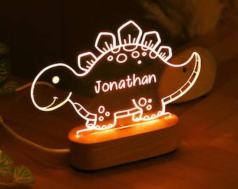Stegosaurus Dinosaur Night Light, Custom Name Night Light, Baby First Birthday Gift,Baby Nursery Decor,Gifts For Kids, Newborn Shower Gift