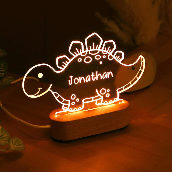 Stegosaurus Dinosaur Night Light, Custom Name Night Light, Baby First Birthday Gift,Baby Nursery Decor,Gifts For Kids, Newborn Shower Gift