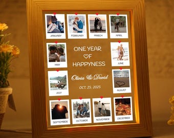 Personalized One Year Anniversary Gift for Him Her - Couple Photo Collage Gift - Wedding Anniversary Gift - 1st Anniversary Gift for Him Her