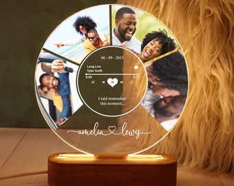 Custom Music Plaque with Photos, Personalized Photo Night Light Plaque, QR Code Acrylic Music Plaque, Music Lover Gift, Gift for her