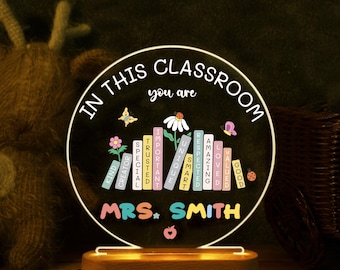 Teacher Appreciation Gift for Christmas, Custom Teacher's Name Lamp, Personalized Teacher Desk Name Plate, Custom Teacher Gifts 2025