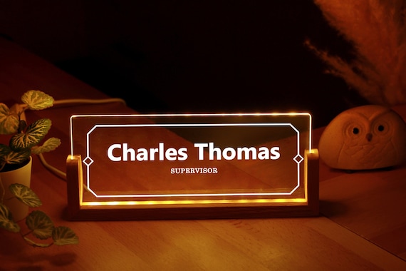 Pahdecor Plaque Nominative Lumineuse Personnalisée Bureau Et Porte - Cadeau Original Nouvel Emploi