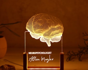 Personalized Brain LED Desk Lamp, Neurosurgeon Gift,Custom Psychologist Doctor Gift, Custom Night Lamp