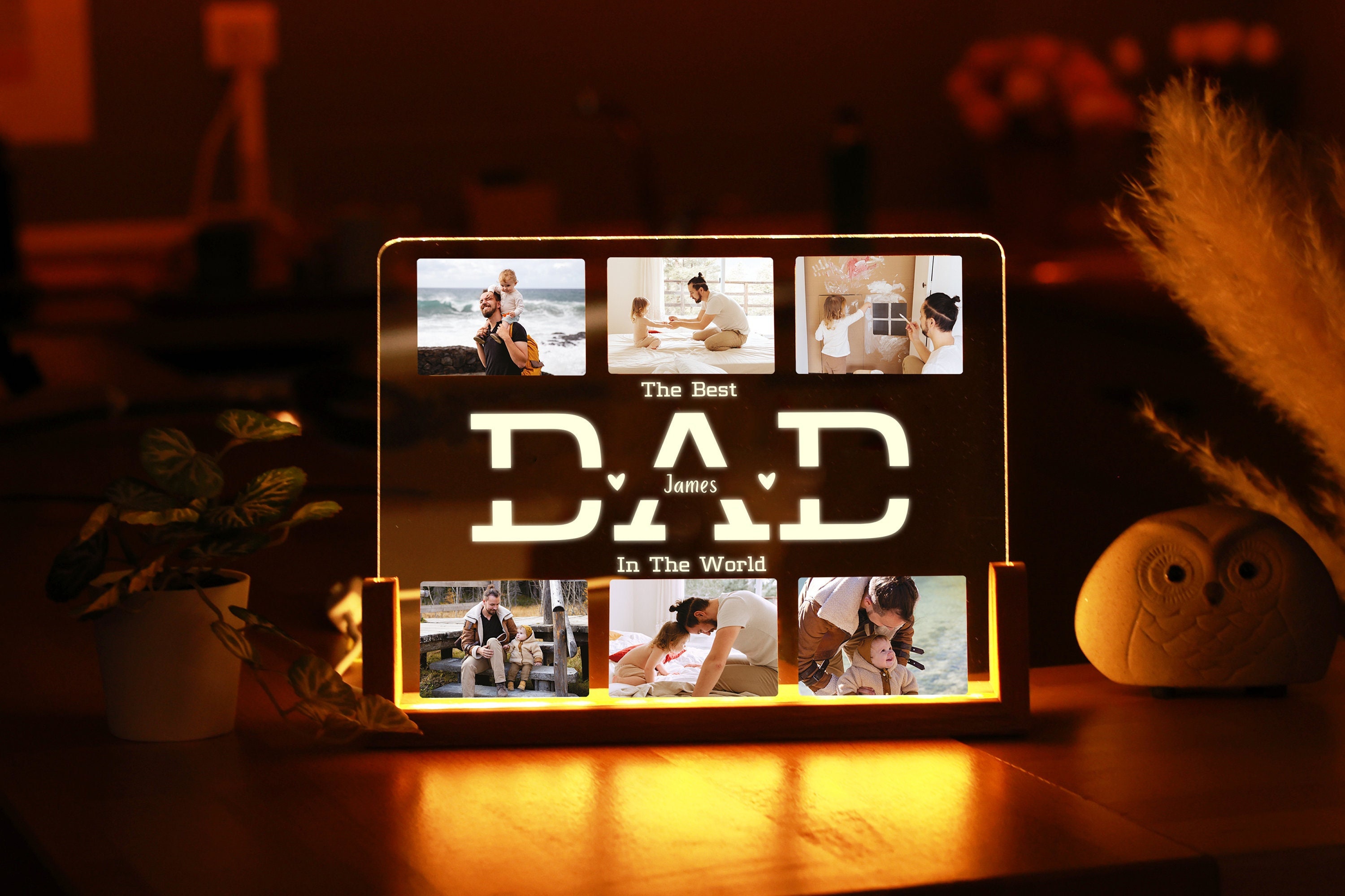 Personalized Dad Photo Gift - Gift for Dad - Best Dad Ever - Fathers Day Gift - Personalized Gift - Bedroom Night Light - Dad Christmas Gift
