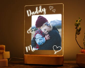Daddy and Me Photo Lamp, Personalized Picture Frame for Dad, Fathers Day Gift from Son or Daughter, Dad Christmas Photo Light