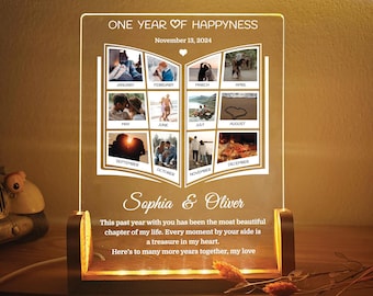Personalized One Year Anniversary Gift for Him Her - Couple Photo Collage Gift - Wedding Anniversary Gift - 1st Christmas Gift for Him Her