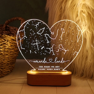 Benutzerdefinierte Nachtlicht - Sternbild Karte Herz Nachtlicht - personalisierte Nachtlicht-Romantische Paare Geschenk-Bestes Geschenk für Ihn / Sie-Star Map Geschenk