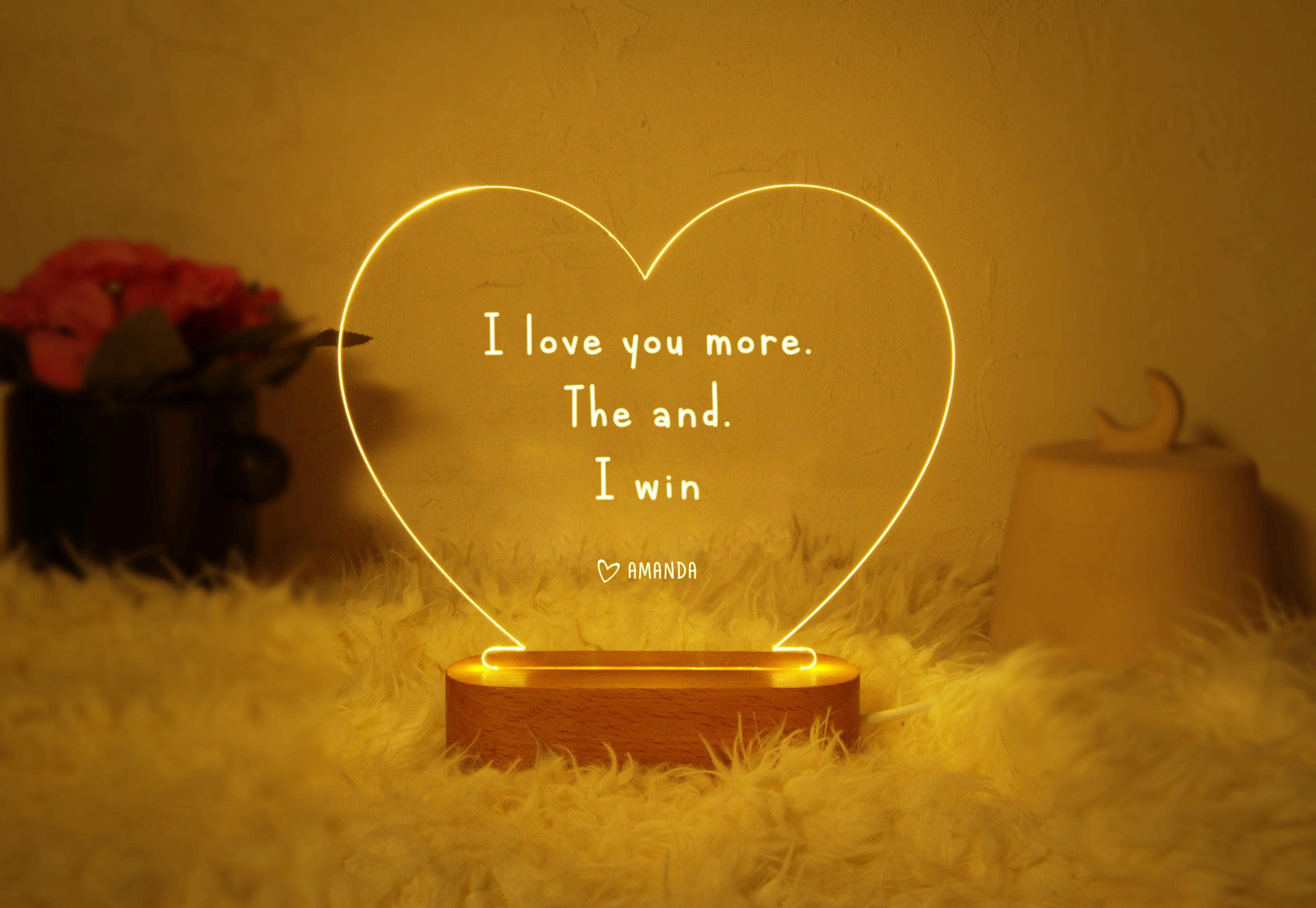 I Love You More The End I Win Funny Boyfriend Girlfriend Valentines Day Gifts Anniversary Personalised Cute Personalised Night Light