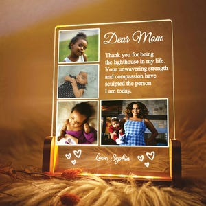 Colagem de fotos personalizada - Carta personalizada para a mãe, presente de Dia das Mães, presente para a mãe, luz noturna para fotos, presente para mães de primeira viagem, presente de aniversário