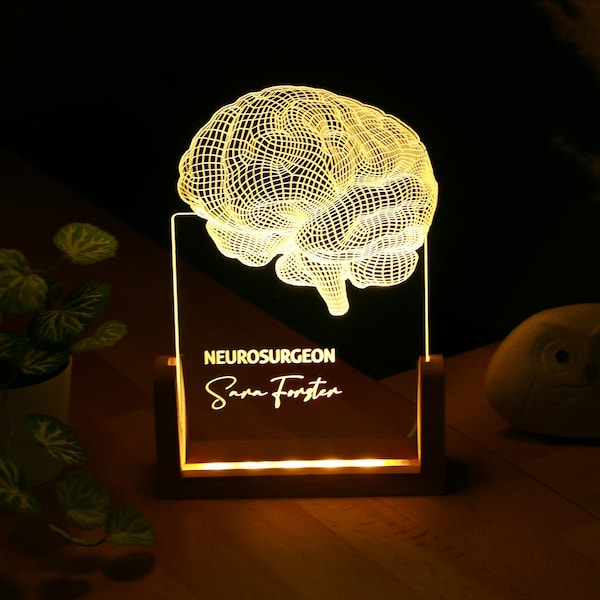 Lampada Personalizzata per Psicologo. Regalo di laurea per studente di psicologia. Lampada cerebrale 3D, regalo personalizzato per neurologo