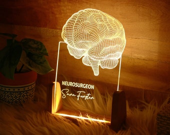 Neurologist Gifts, Brain LED Night Light Personalized, Psychology Student Graduation Gift, Neurosurgeon Gifts, Clinical Psychologist Gift