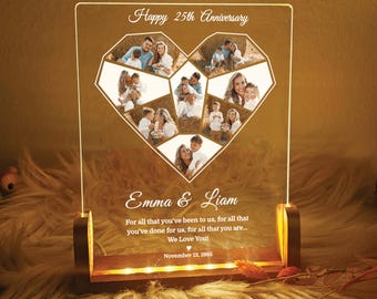 Personalized Photo Night Light, Custom Couple Name LED Lamp, Valentine's Day Gift for Couple, Anniversary Gift, Romantic Gift, Couple Gift