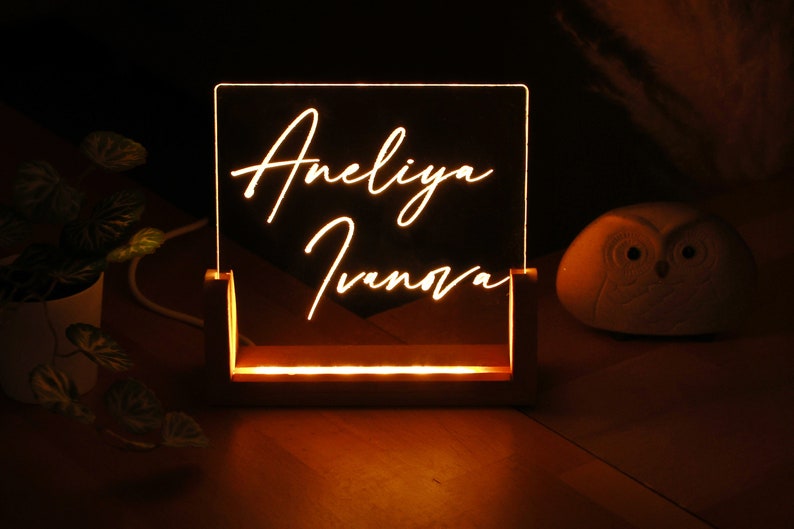 Custom Plexi Name Plate, Square LED Desk Plaque, Personalized Office ...