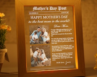 Customized Mothers Day Newspaper - Mom Photo Gift - Photo & Letter Gift for Mom - Mom Newspaper - Mom Photo Collage and Letter - Photo Frame
