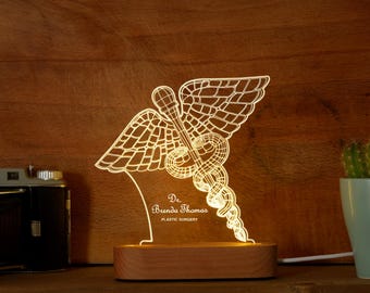 Personalized Lamp with Medicine Sign as Thank You Gift for Doctor, Perfect Doctor Gift Customized Led Light, Christmas Doctor name gift
