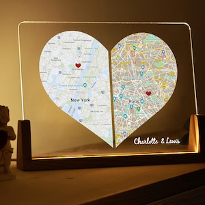 Personalisierte herzförmige Karte für Fernbeziehungen, Valentinstaggeschenk für Sie oder Ihn, Geschenk 1 Jahr für Freund