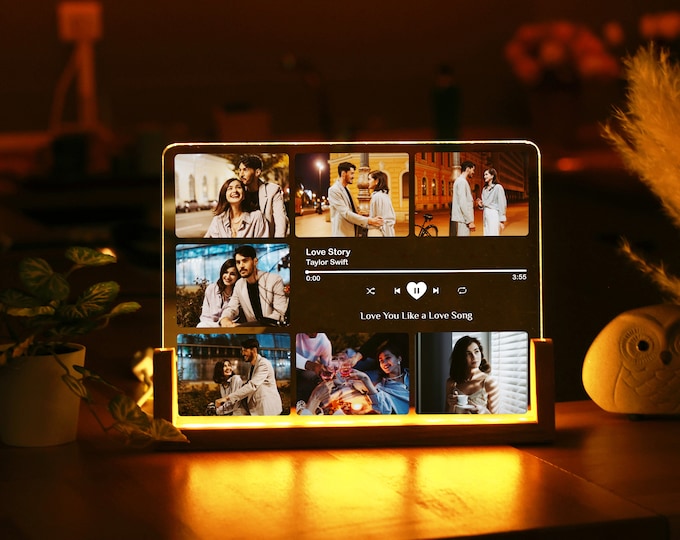 Personalized Song Night Light-Couple Gifts with Photo-Music Plaque-Best Gift for Her-Valentines Day Gift-Gift for Boyfriend-Girlfriend Gifts