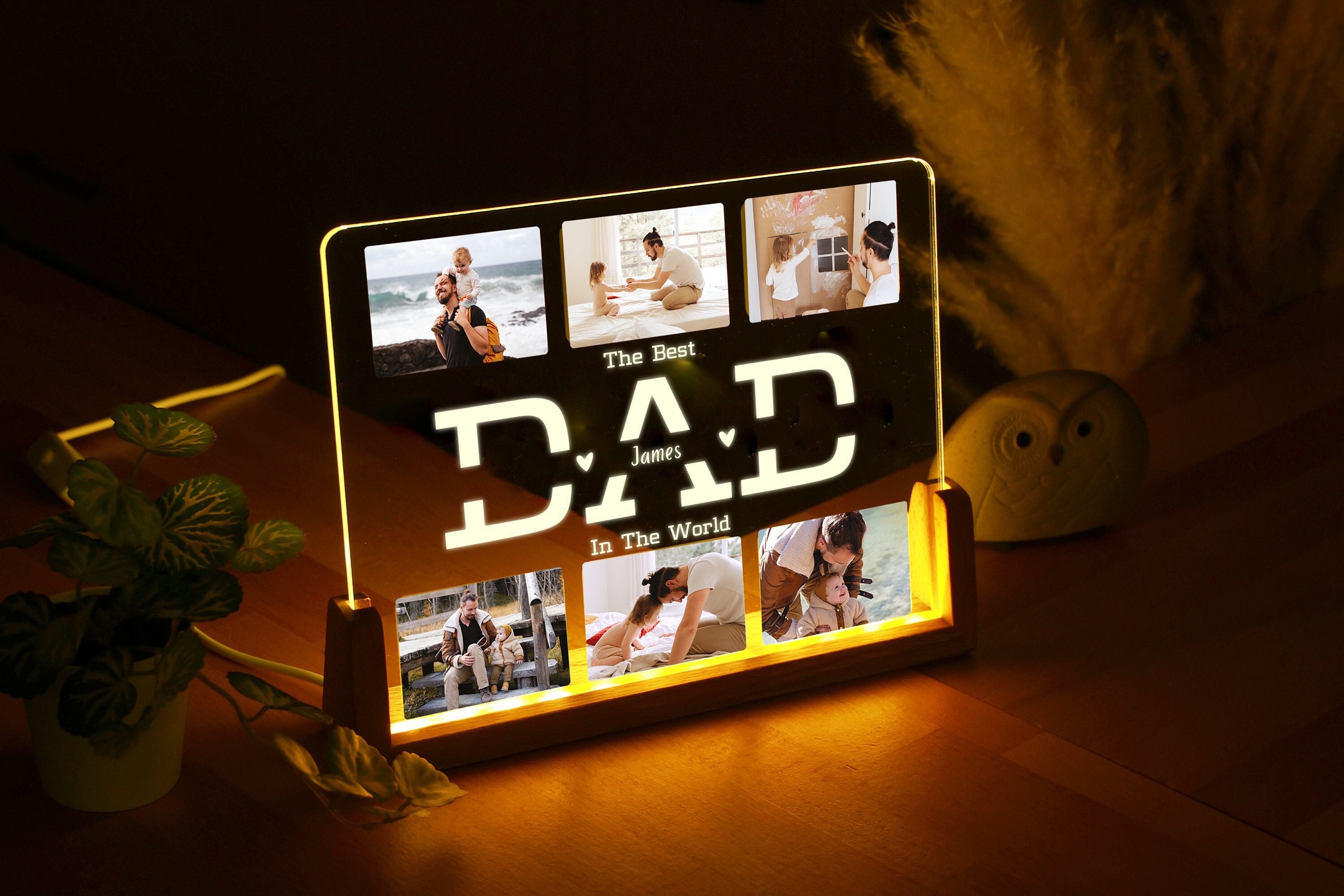 Personalized Dad Photo Gift - Gift for Dad - Best Dad Ever - Fathers Day Gift - Personalized Gift - Bedroom Night Light - Dad Christmas Gift
