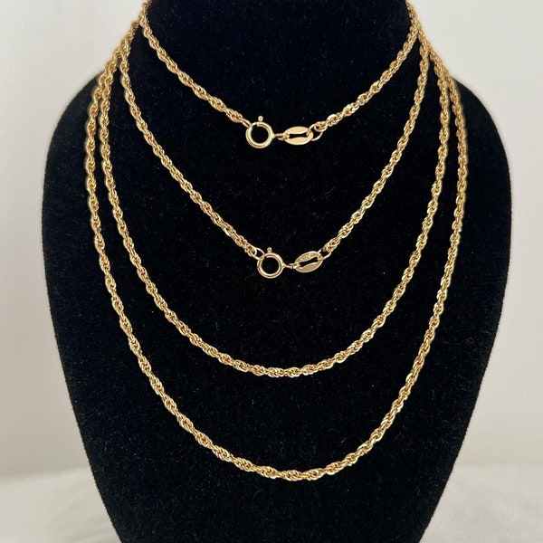 18K Solid Gold Rope Twisted Chain Necklace 18" inches, Trendy Necklace, Valentine's Gift for Her, Necklace for Women, Birthday  Gift for Her