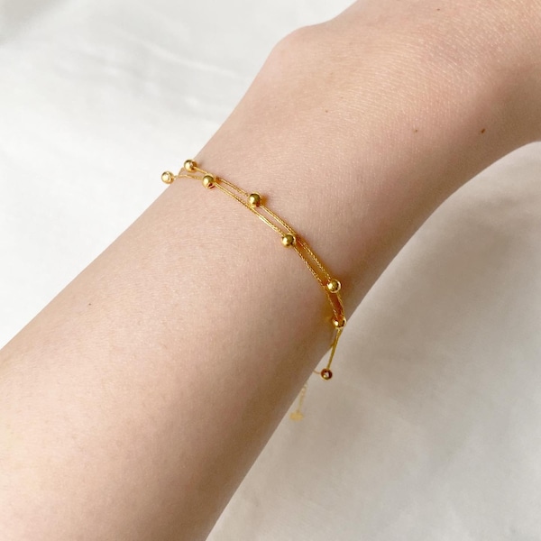 Petit bracelet de perles fines double brin 18 carats, réglable, cadeau de Saint-Valentin, cadeau pour elle, cadeau d'anniversaire, cadeau d'anniversaire, juste pour vous