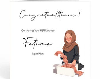 Congratulations On your Hijab, New Hijabi Card, Personalised Islamic Greeting Card