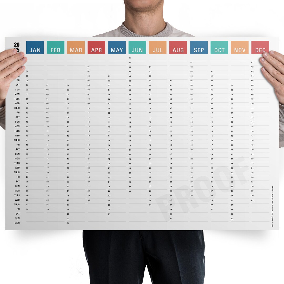 2025 Year Planner Colourful Calendar Wall Decor for Bedroom Office