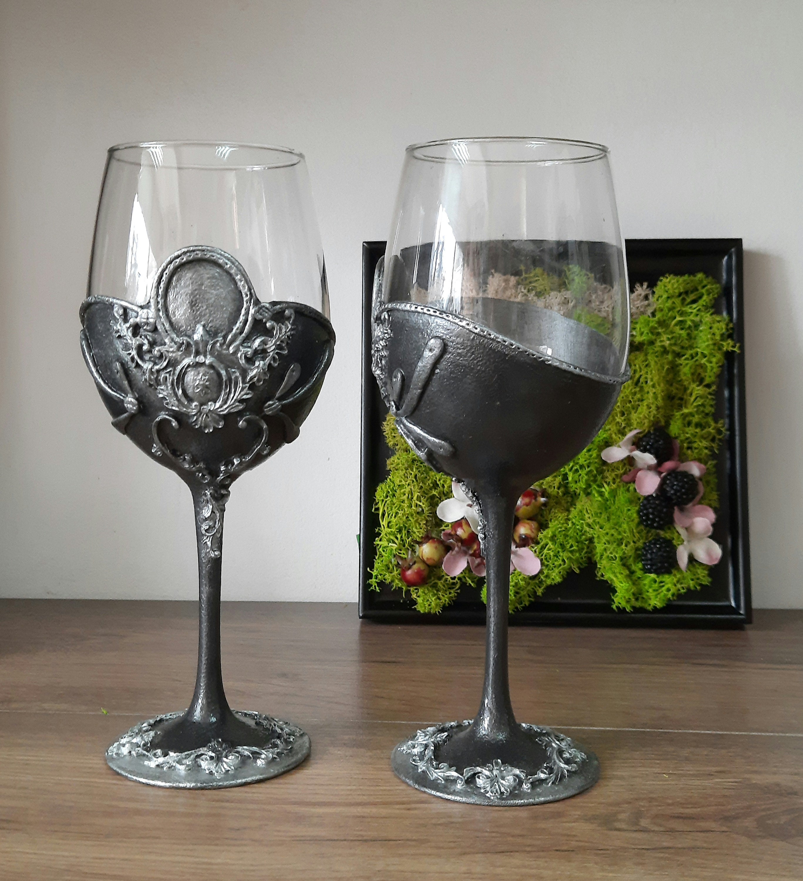 Black Raven Wine Glasses, Red Wine Glass, Cocktail Glass, Barware Set, Glass  Bird, Wedding Glasses, Anniversary Gift, Bridal Shower Gift 