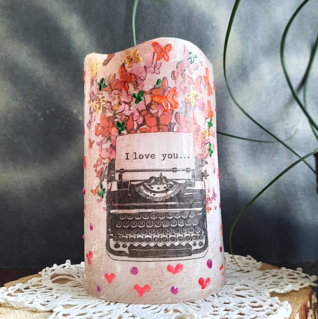 LED Candle I Love You. Flameless Candle Hand Painted. Art Unique Candle, a Gift for a Loved One ...
