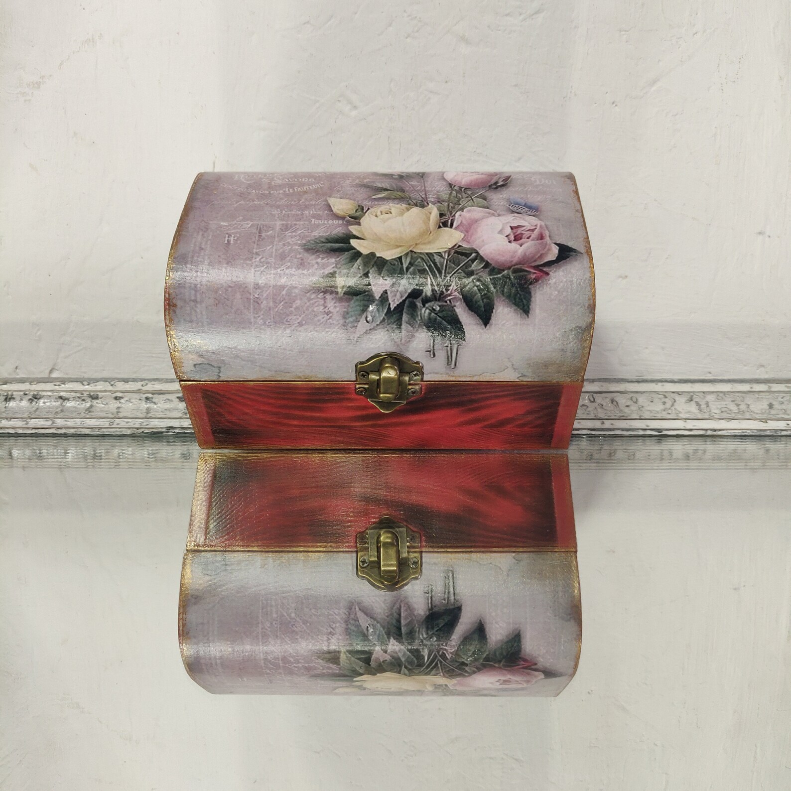 Jewelry Box with Roses Wooden Box with Lid for Jewelry Etsy