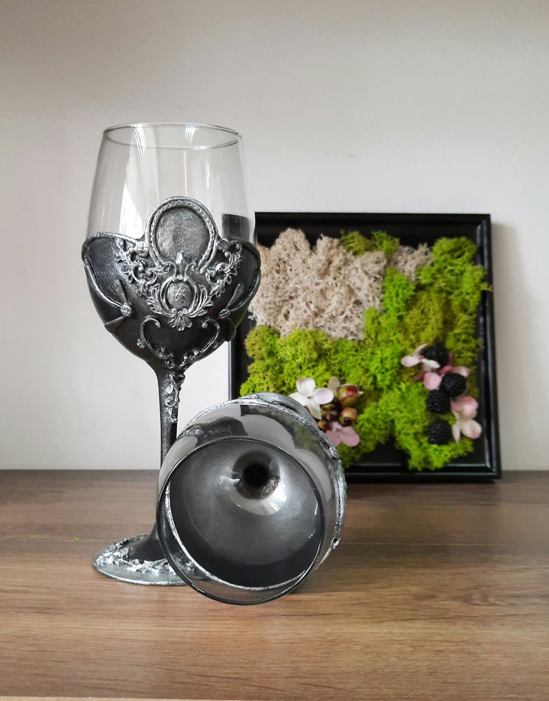 Decorated Wine Glasses. Wine Goblets. Gothic Wine Glasses in Etsy