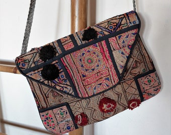 Unique vintage banjara tribal Indian shoulder bag handwork embroidery mirror work