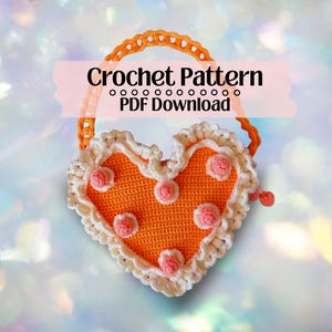 Patrón de crochet para bolso de corazón, bonito bolso de hombro de crochet (patrón PDF)
