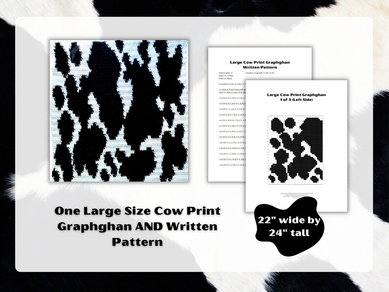 Cow Print Crochet Pattern PDF Download Cow Print Graphghan - Etsy