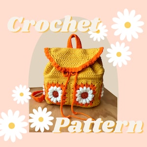 Drawstring Backpack Crochet Pattern, Crochet Daisy Backpack Pattern, Daisy Backpack Crochet Pattern, Crochet Boho Backpack, Daisy Backpack
