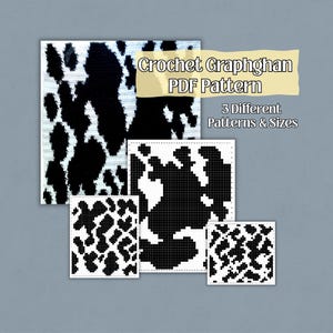 Cow Print Crochet Tapestry Pattern, 3 Sizes (PDF Download)