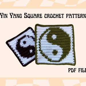 Yin Yang Square Crochet Pattern, Yin Yang Crochet Tapestry Graph Pattern, Yin Yang Crochet Graph Pattern PDF Download, Crochet Yin Yang