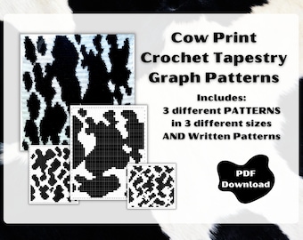 Cow Print Crochet Pattern PDF Download, Cow Print Crochet Tapestry Graph Pattern, Crochet Cow Print Pattern, Cow Print Crochet Pattern