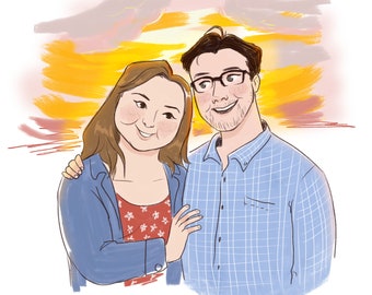 Couple's custom digital portraits