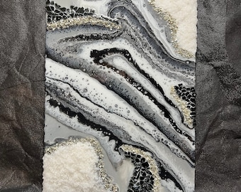 Black and Grey, White and Silver Geode Wall Art, 3D Geode Painting, Geode Resin Art, home decor, home living