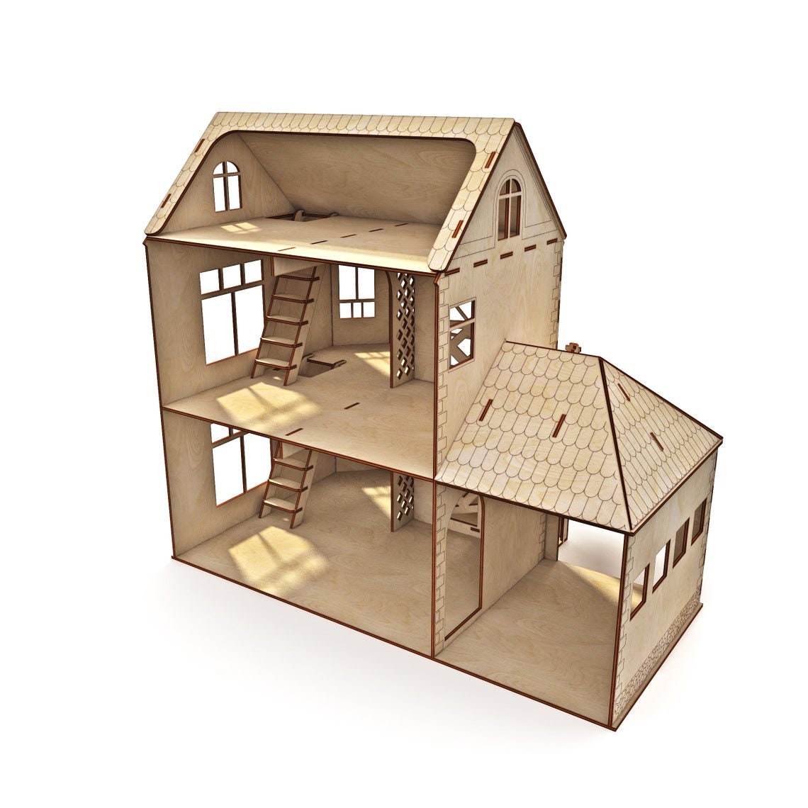 Modern Dollhouse with garage Wooden dollhouse DIY Etsy