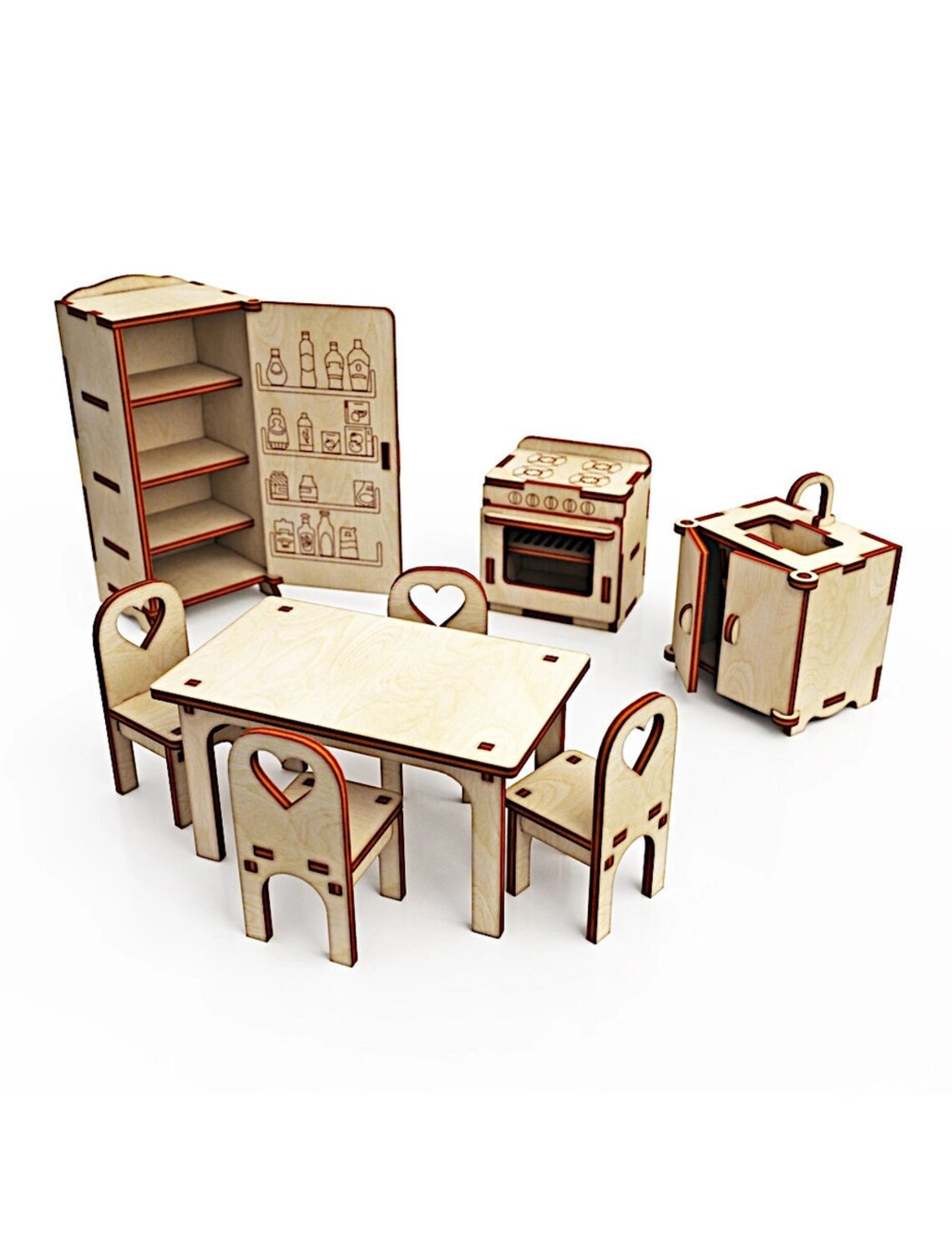 Scale 112 Dollhouse Furniture FREE Shipping Wooden Etsy