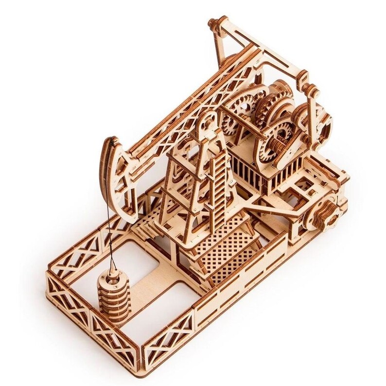 Mechanical 3D puzzle Wooden Oil Rig Oil Rig Kit Oil Rig Plywood Oil Rig Natural Oil Rig DIY