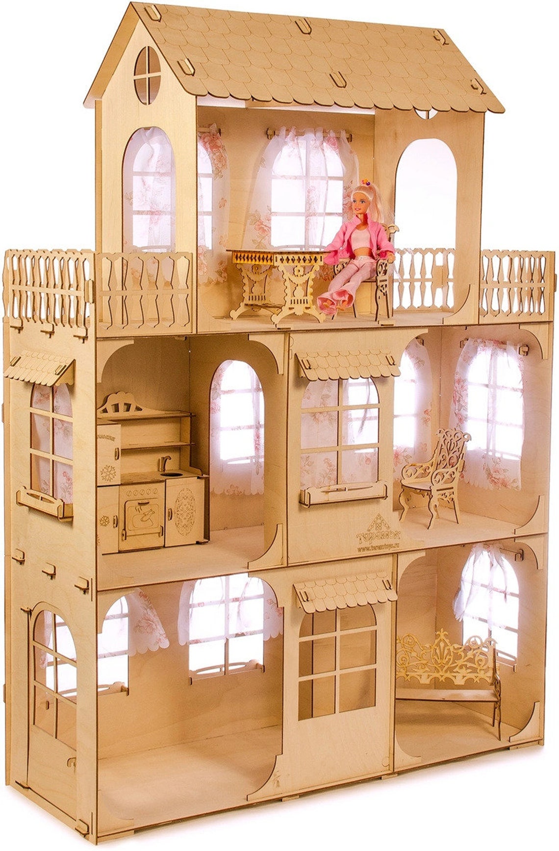 Großes Puppenhaus für Barbie Maßstab 1:6 Holz Puppenhaus | Etsy