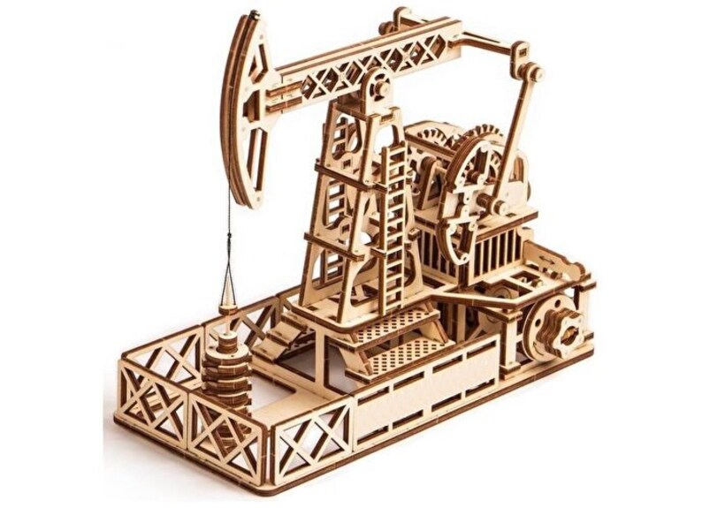 Mechanical 3D puzzle Wooden Oil Rig Oil Rig Kit Oil Rig Plywood Oil Rig Natural Oil Rig DIY