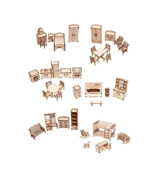 Scale 124 DollHouse Furniture FREE shipping Wooden Etsy