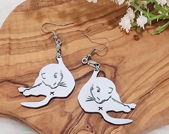Funny Cat Butt Licking Acrylic Earrings – 2 Styles, Quirky Cat Jewelry – Cat Butt Head Down Earrings