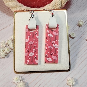 3 Styles, Flamingo Earrings, Flamingo and Leather Earrings, Summer Earrings, Bird Earrings